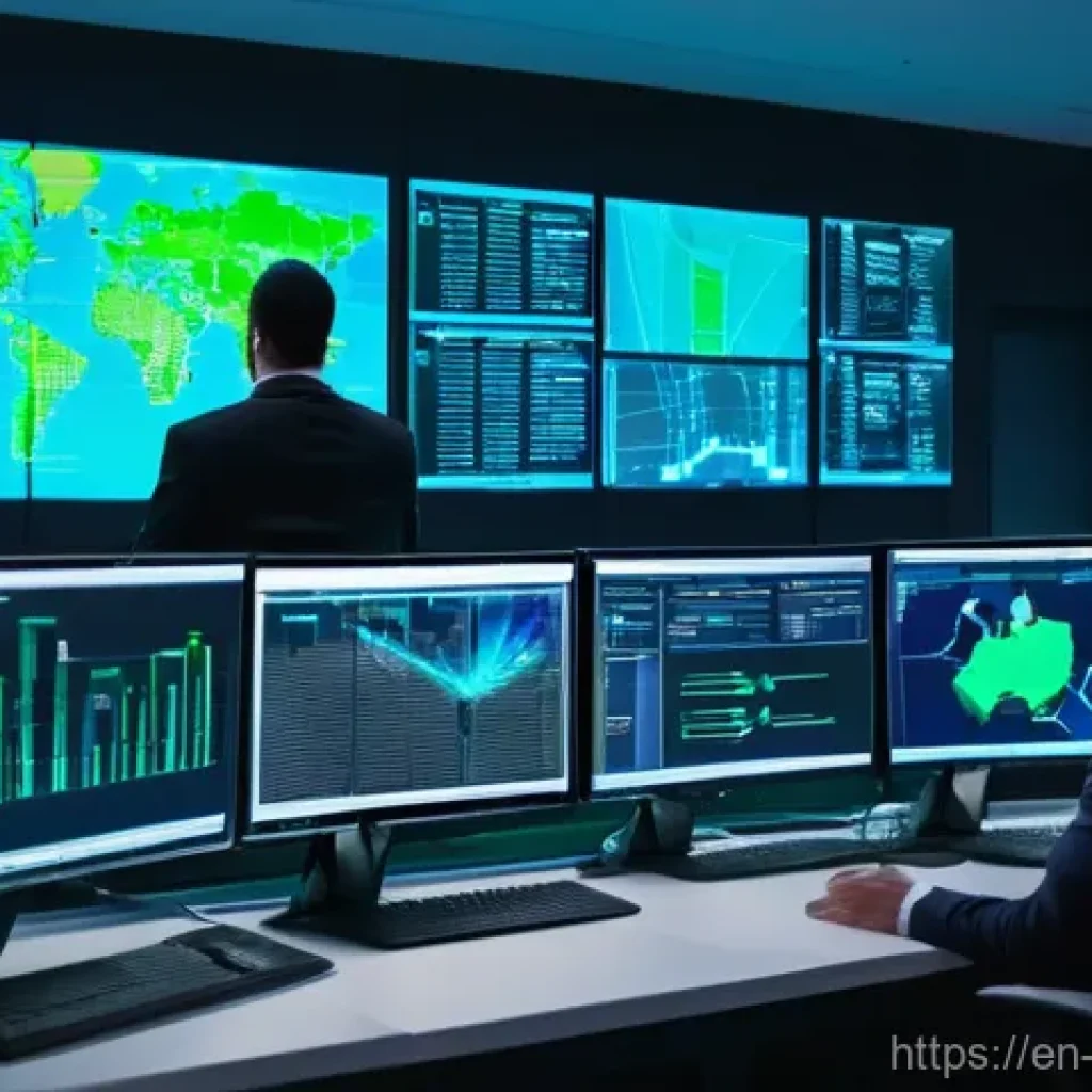 사이버보안 직무의 스트레스 관리 - **Prompt:** A diverse team of cybersecurity professionals, including men and women of various ethnic...